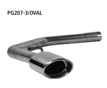 Endrohrsatz links mit 120x80 Endrohr Peugeot 207
