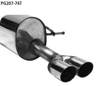 Endschalldämpfer 2x 76mm Endrohr Peugeot 207