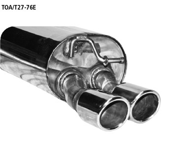 Endschalldämpfer mit Doppel-Endrohr 2x76mm eingerollt, 20° schräg geschnitten