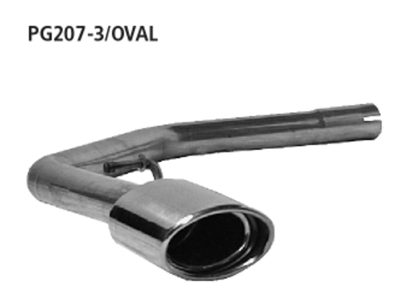 Endrohrsatz links mit 120x80 Endrohr Peugeot 207