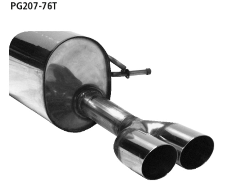 Endschalldämpfer 2x 76mm Endrohr Peugeot 207