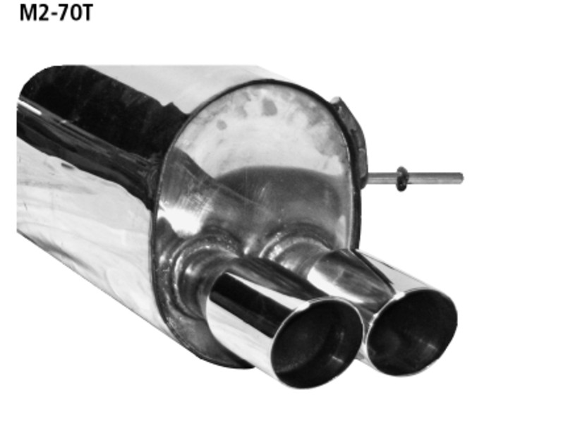 Endschalldämpfer mit Dppel Endrohr 2x70mm 20° schräg geschnitten