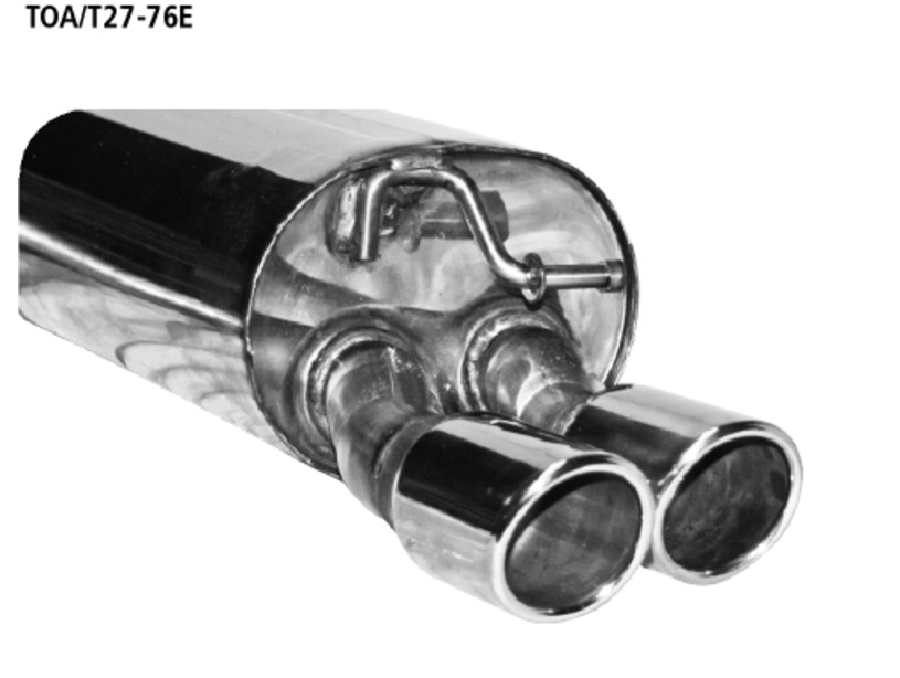 Endschalldämpfer mit Doppel-Endrohr 2x76mm eingerollt, 20° schräg geschnitten